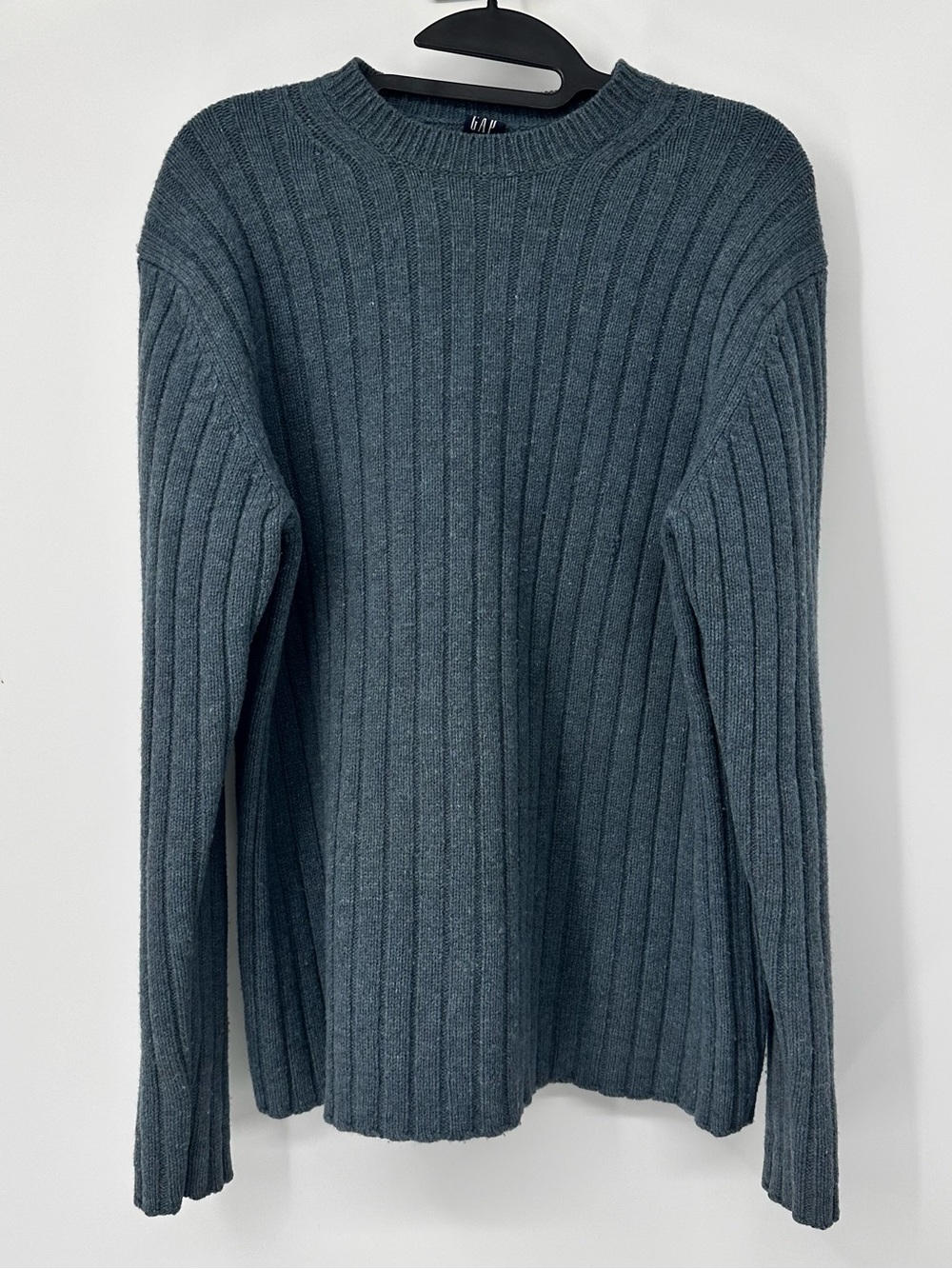 GAP Vintage Ribbed Crewneck Wool Sweater Slate Blue Size M